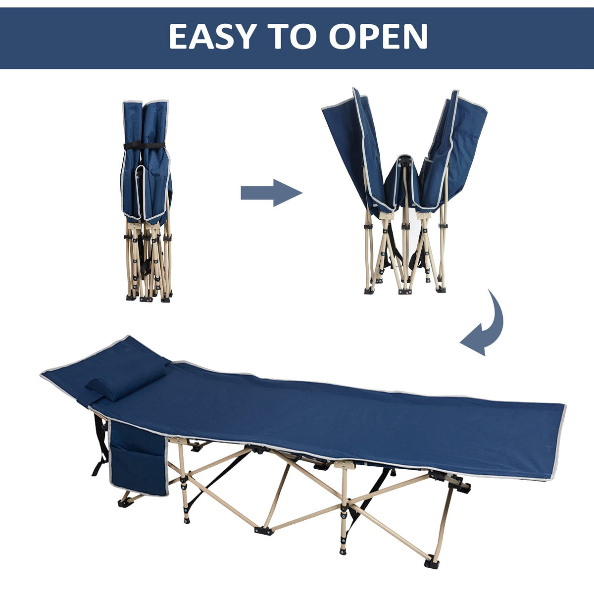 Folding Camping Cot with Carry Bag Pocket Pillow K9376