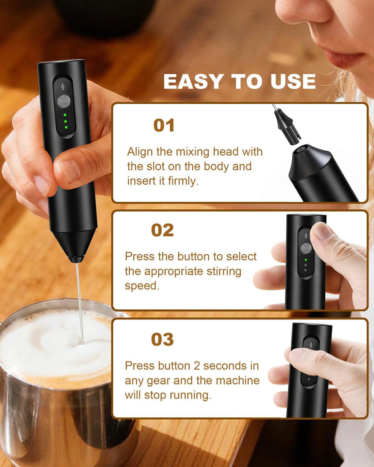 Rechargeable Handheld Milk Frother C968229