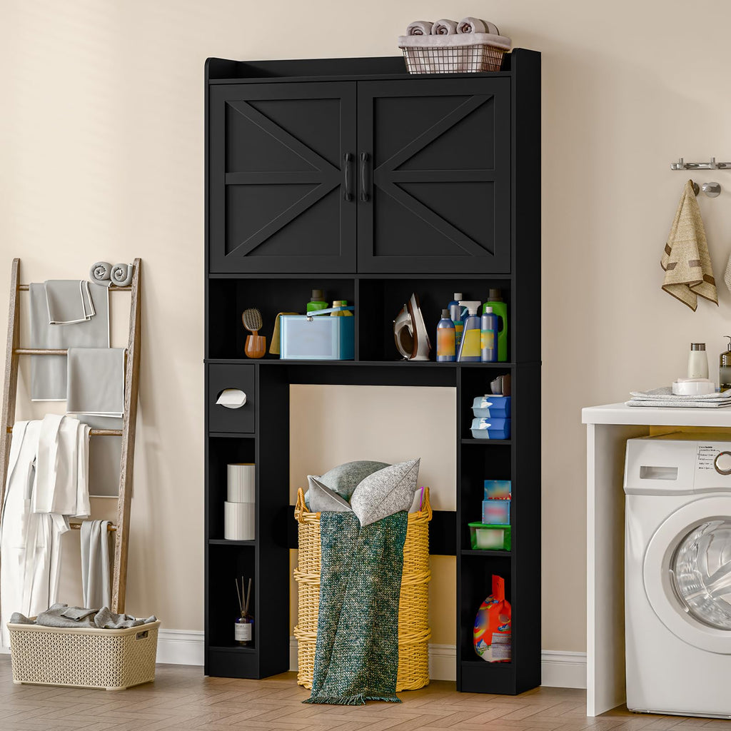Over The Toilet Storage Cabinet with Barn Doors Q9356