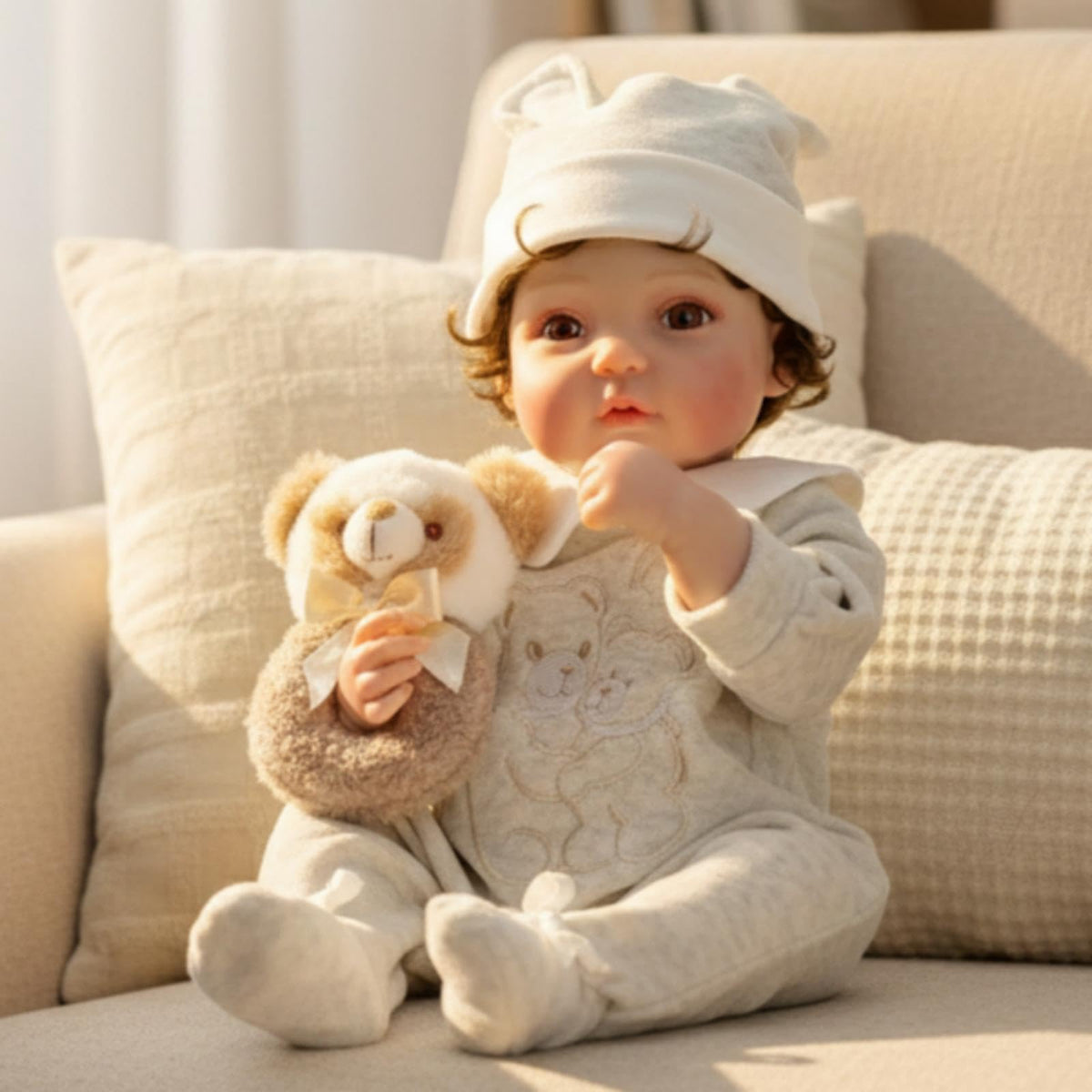 20-Inch Realistic Reborn Baby Doll with Hand-Rooted Hair M62129