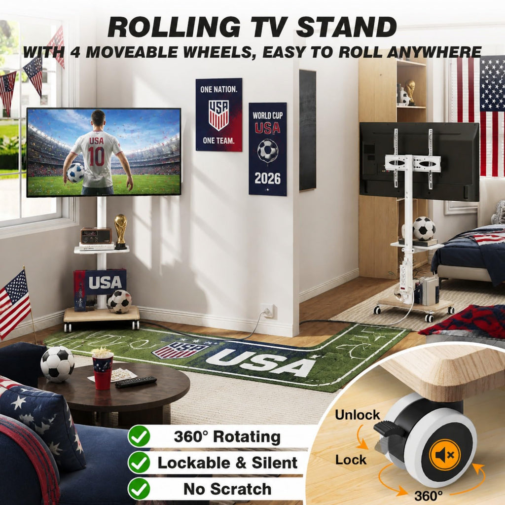 Rolling TV Stand with Power Outlet for 32-60 inch TVs H393