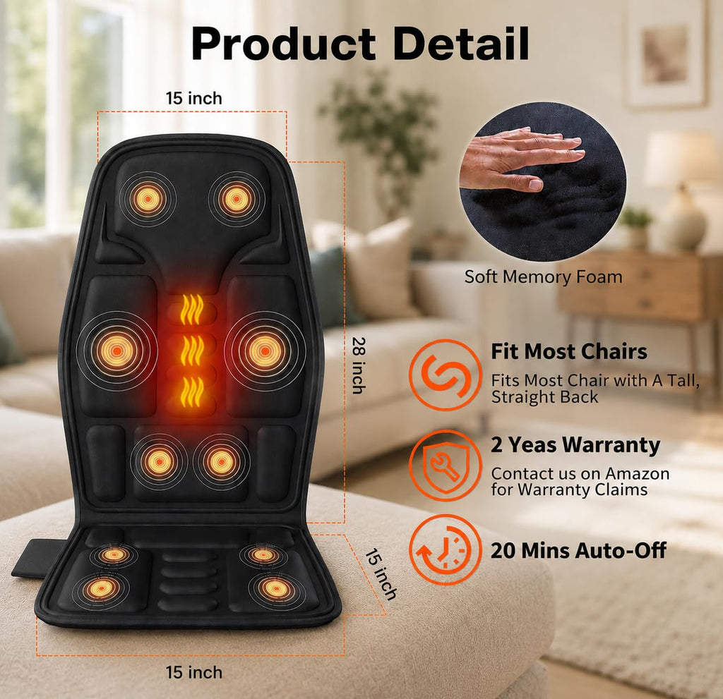 Vibration Back Massager with Heat and 8 Vibration K512451