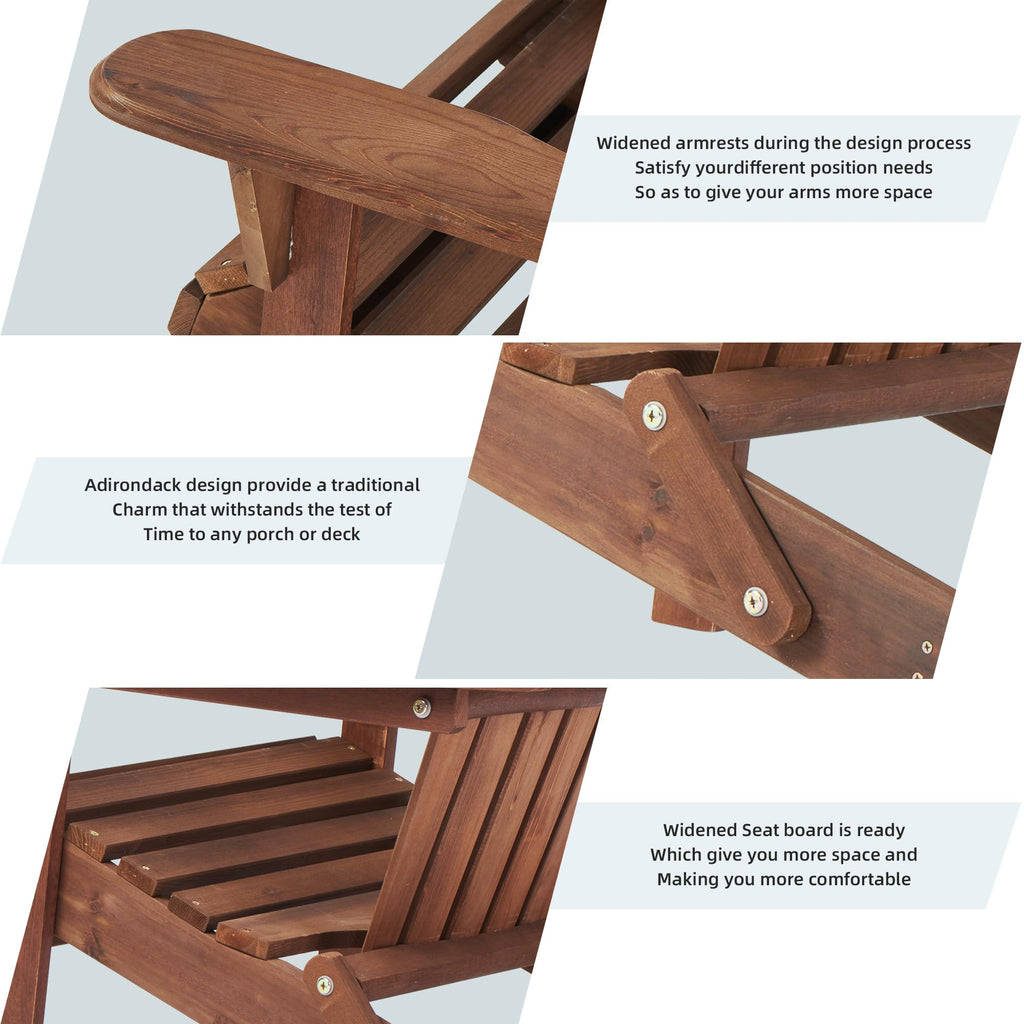 Folding Adirondack Chairs Set of 2 Solid Cedar Wood R221714