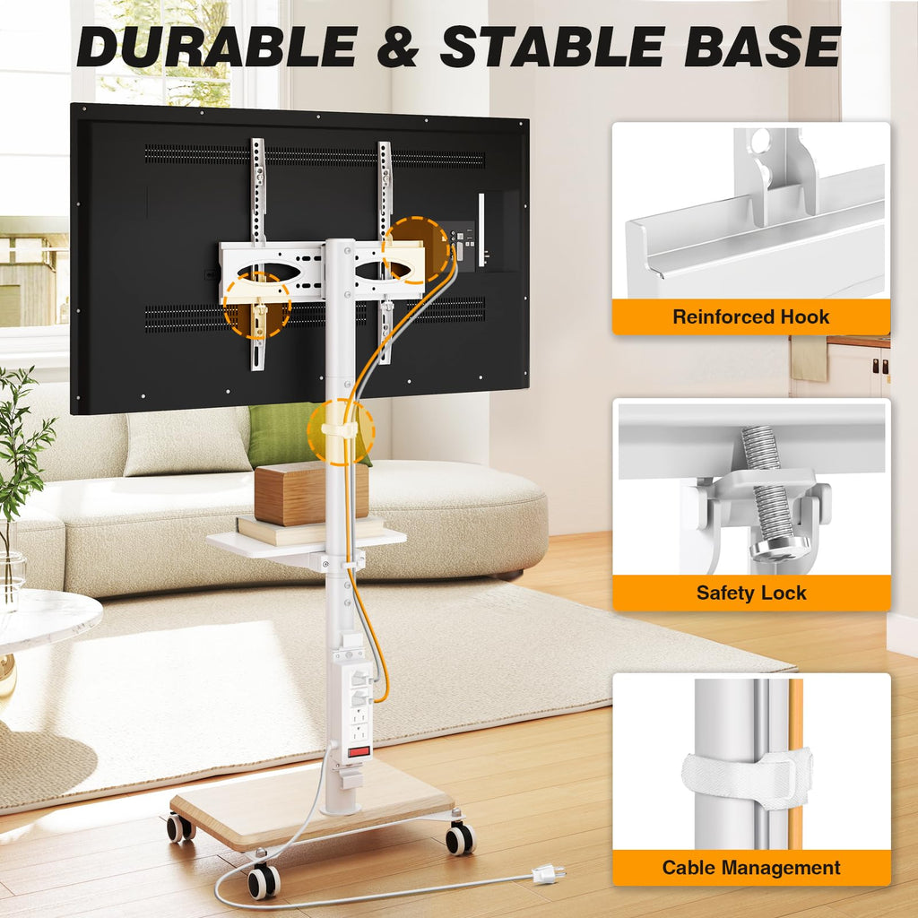 Rolling TV Stand with Power Outlet for 32-60 inch TVs H393