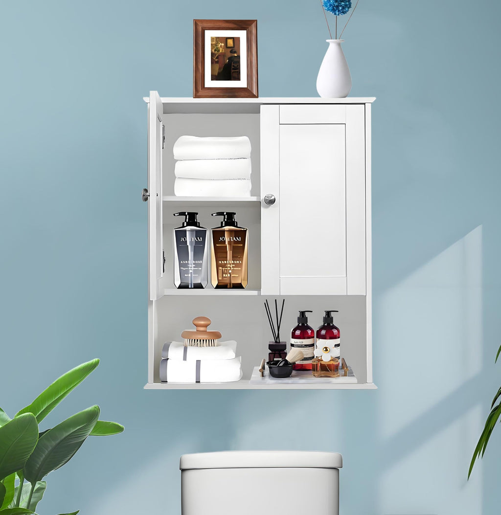 White 20x28 Inch Wall Mounted Bathroom Cabinet with Adjustable Shelf A69829