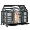 52 Inch Heavy Duty XXL Dog Crate with Open Roof Top, Trays and Wheels W9230