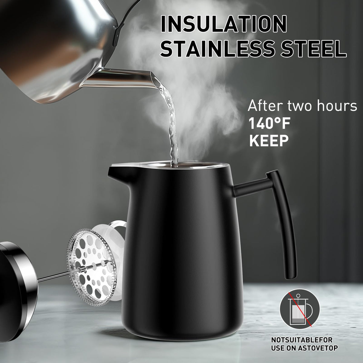 50oz Stainless Steel Insulated French Press Coffee Maker R93164