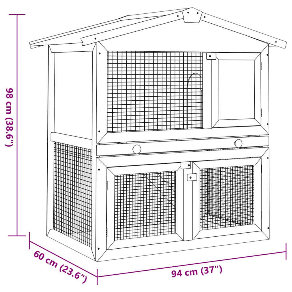 2-Tier Wooden Rabbit Hutch with Ramp R1090