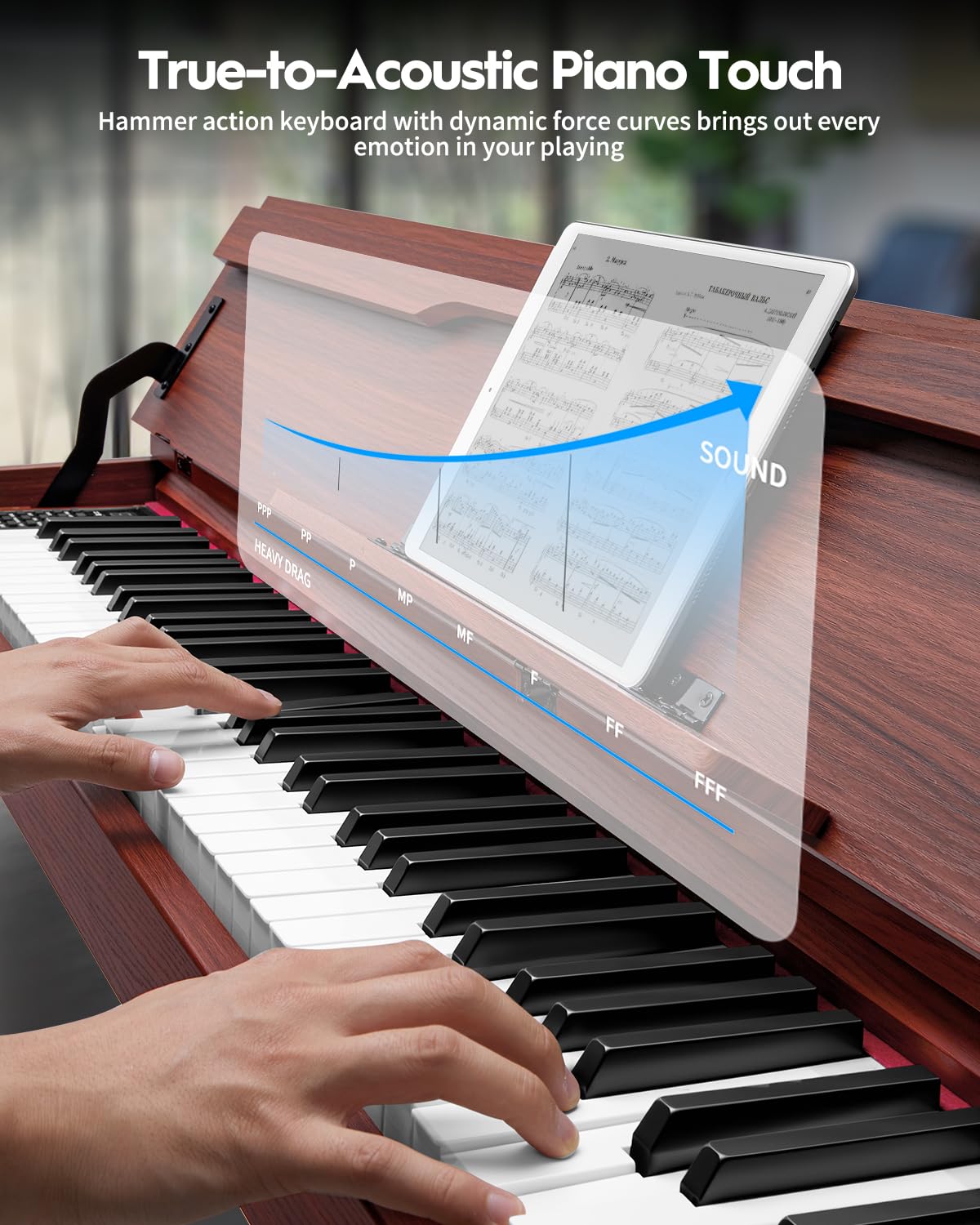 88 Keys Hammer-Action Fully Weighted Digital Piano with Furniture Stand H66374