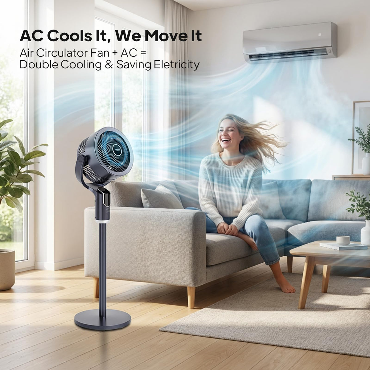 3-in-1 Pedestal Tabletop Fan with Remote Grey 2-Pack W28219