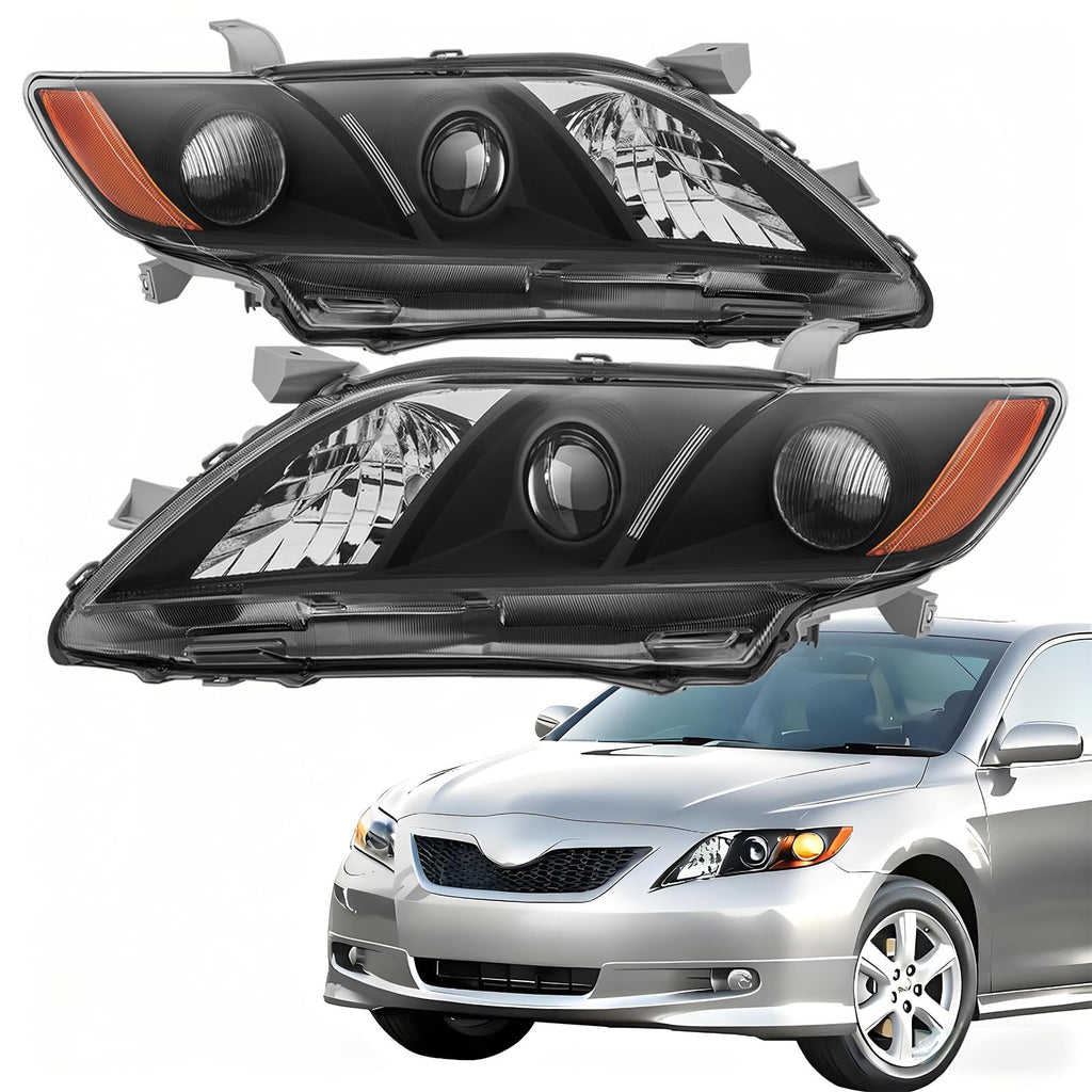 2PCS Black Housing Clear Lens Headlight Assembly Set K222