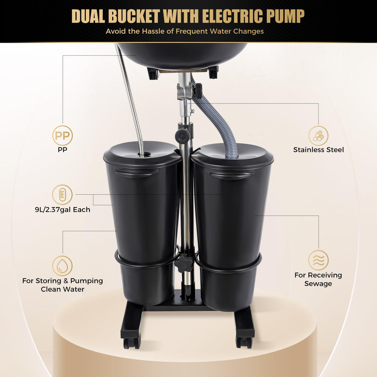 Portable Shampoo Bowl with Electric Pump V62114
