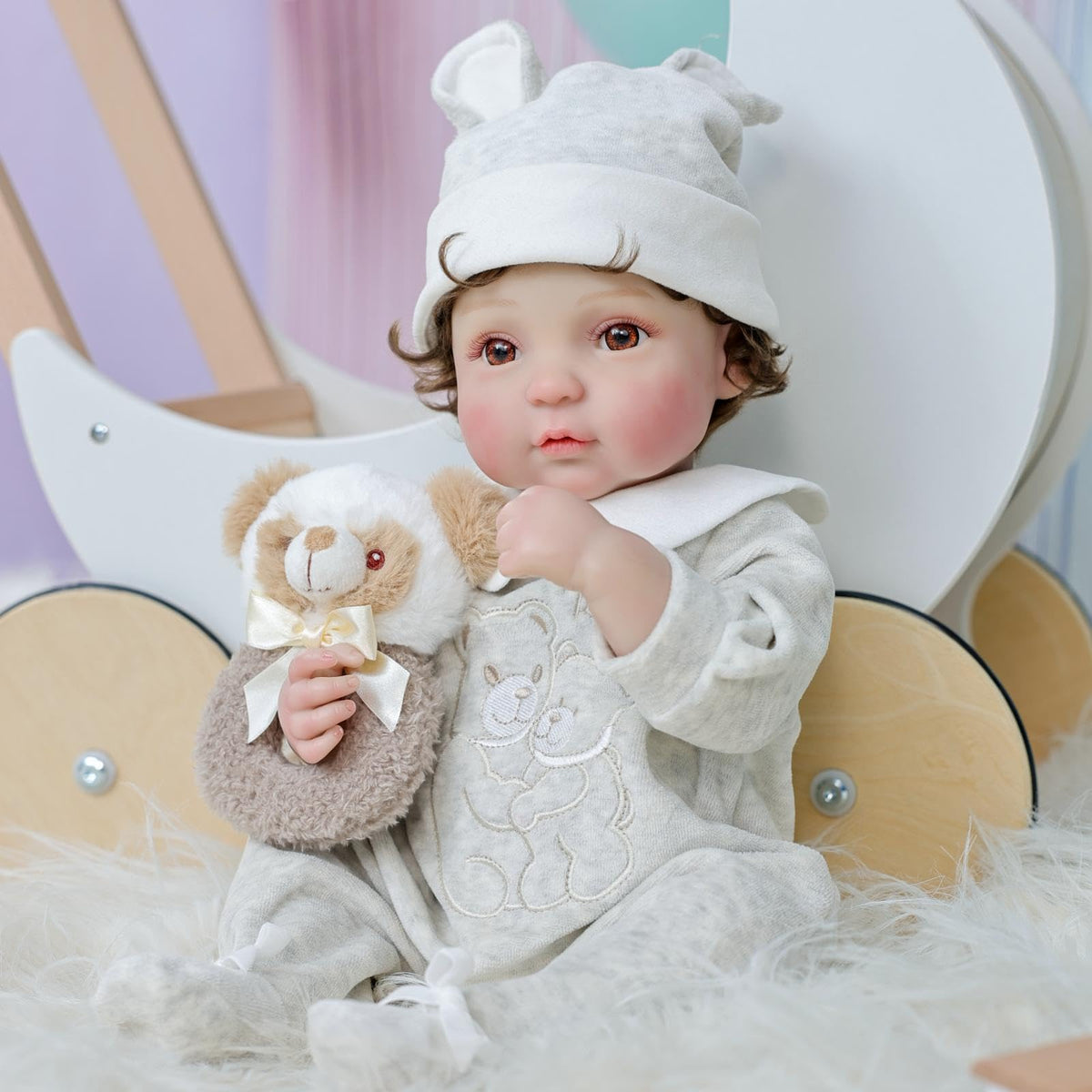 20-Inch Realistic Reborn Baby Doll with Hand-Rooted Hair M62129