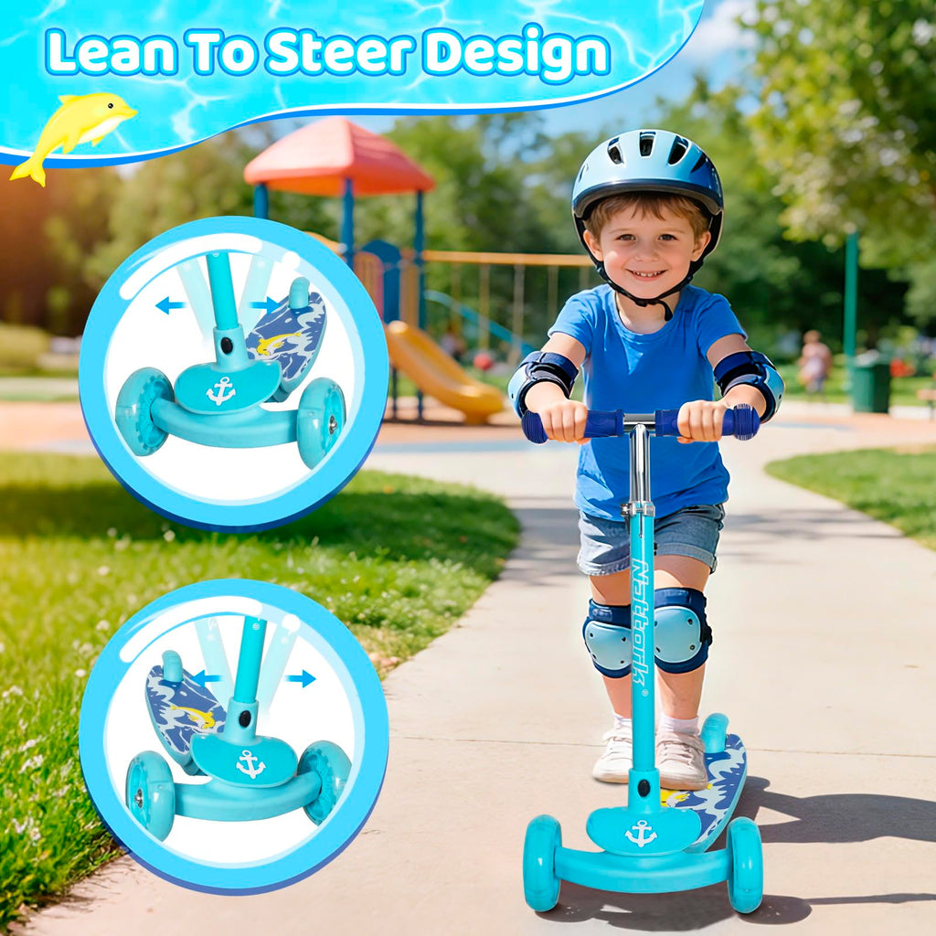 3-Wheel Toddler Kick Scooter with Light-Up Wheels Y294170