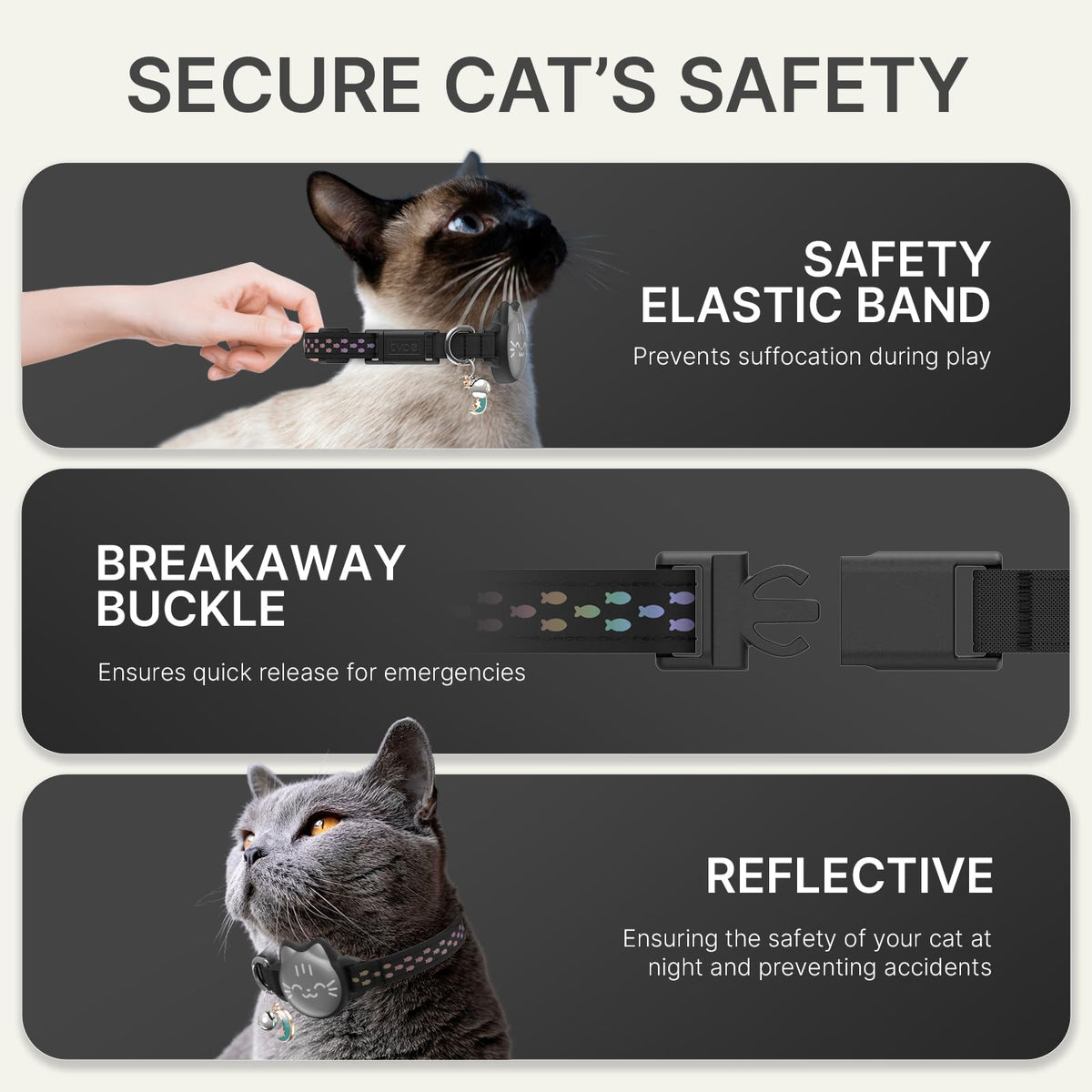 Reflective Breakaway Cat Collar with Bell F60373