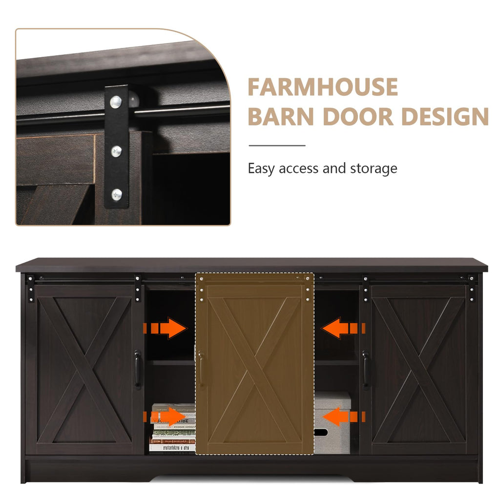 65 Inch TV Stand with Sliding Barn Doors F807817