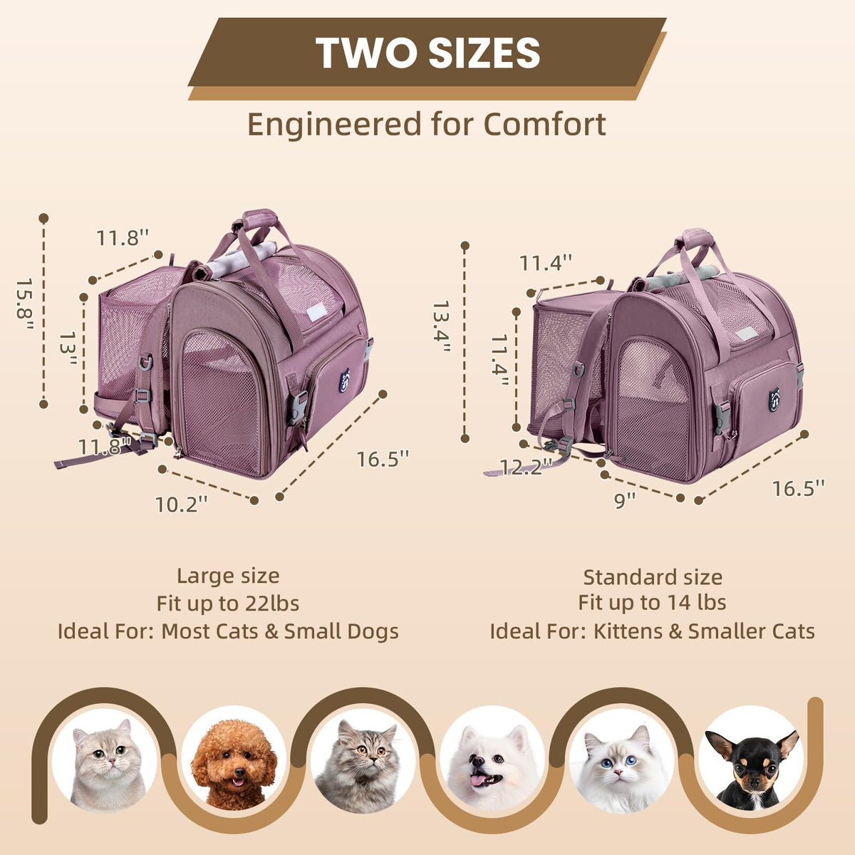 Expandable Large Cat Carrier Backpack V6749