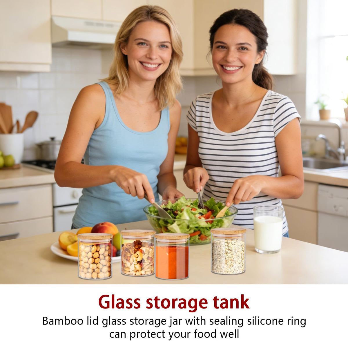 16 oz Glass Food Storage Jars with Bamboo Lids G430321