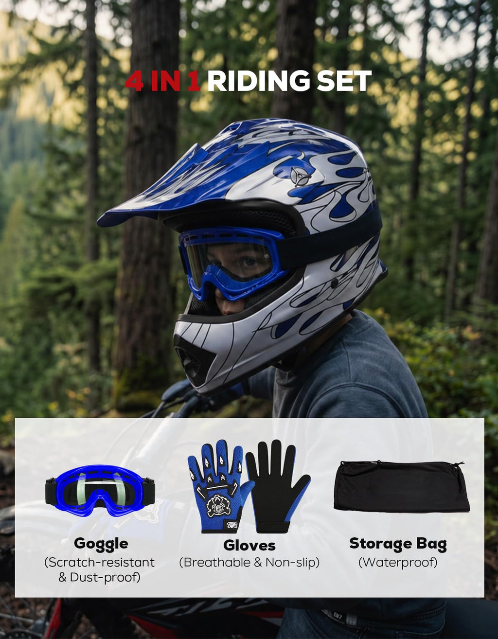 Youth DOT Approved Full Face Motocross Helmet A235