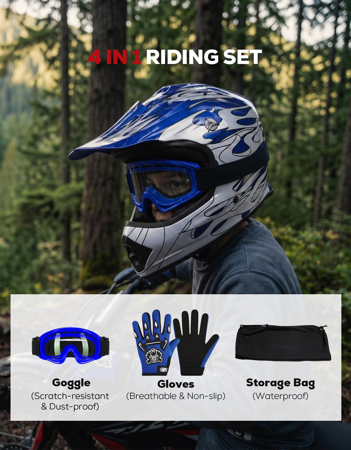 Youth DOT Approved Full Face Motocross Helmet A235
