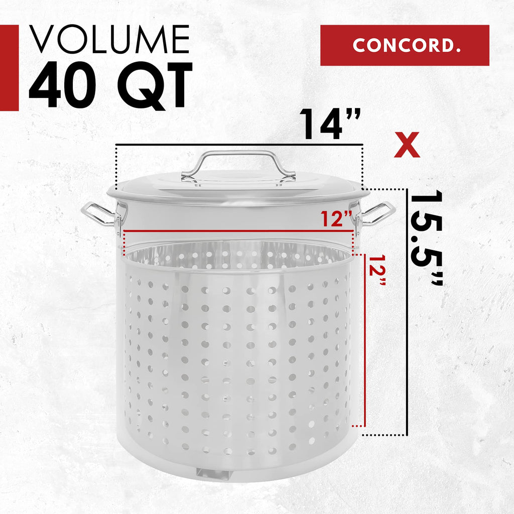 Stainless Steel Stock Pot with Steamer Basket 40 Quart U494