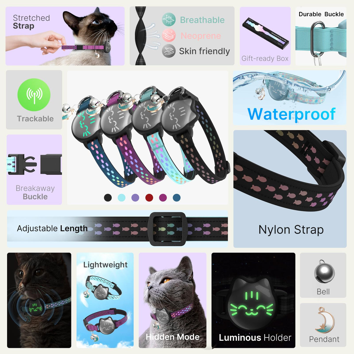 Reflective Breakaway Cat Collar with Bell F60373