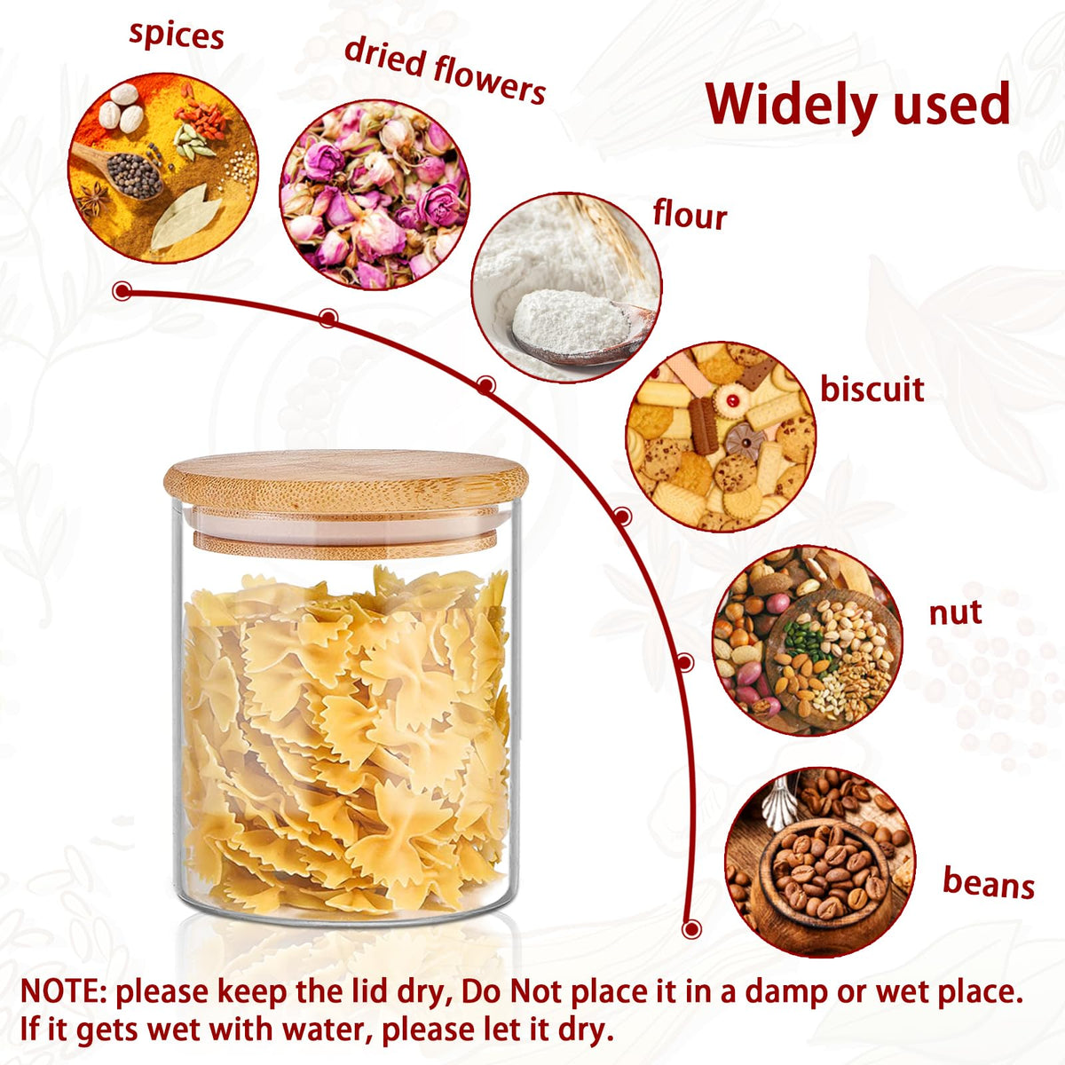 16 oz Glass Food Storage Jars with Bamboo Lids G430321