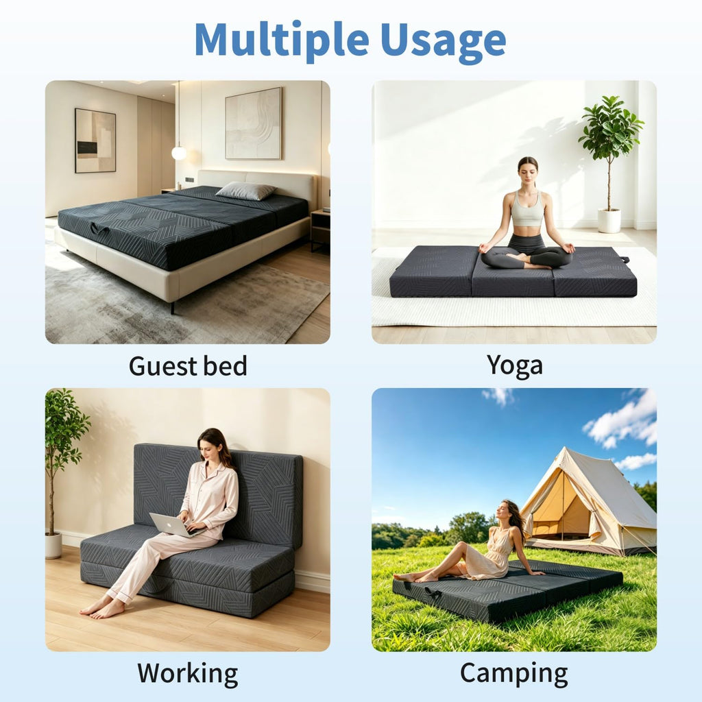 6 Inch Foldable Memory Foam Mattress Queen Size K63883