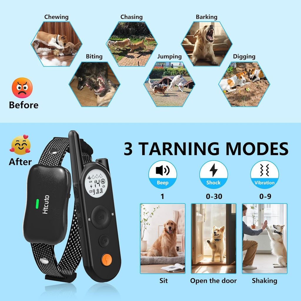 Wireless Dog Fence & Training Collar for 2 Dogs, IPX7 Waterproof, Black F92108