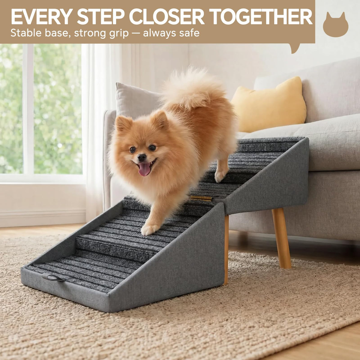 2-in-1 Wooden Pet Stairs & Ottoman C69183