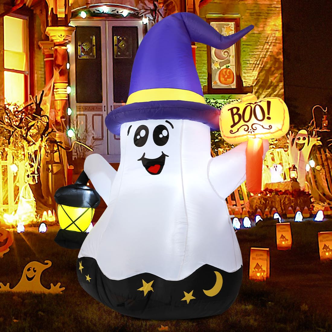 5 FT Halloween Inflatables Ghost with Built-in LEDs S6201