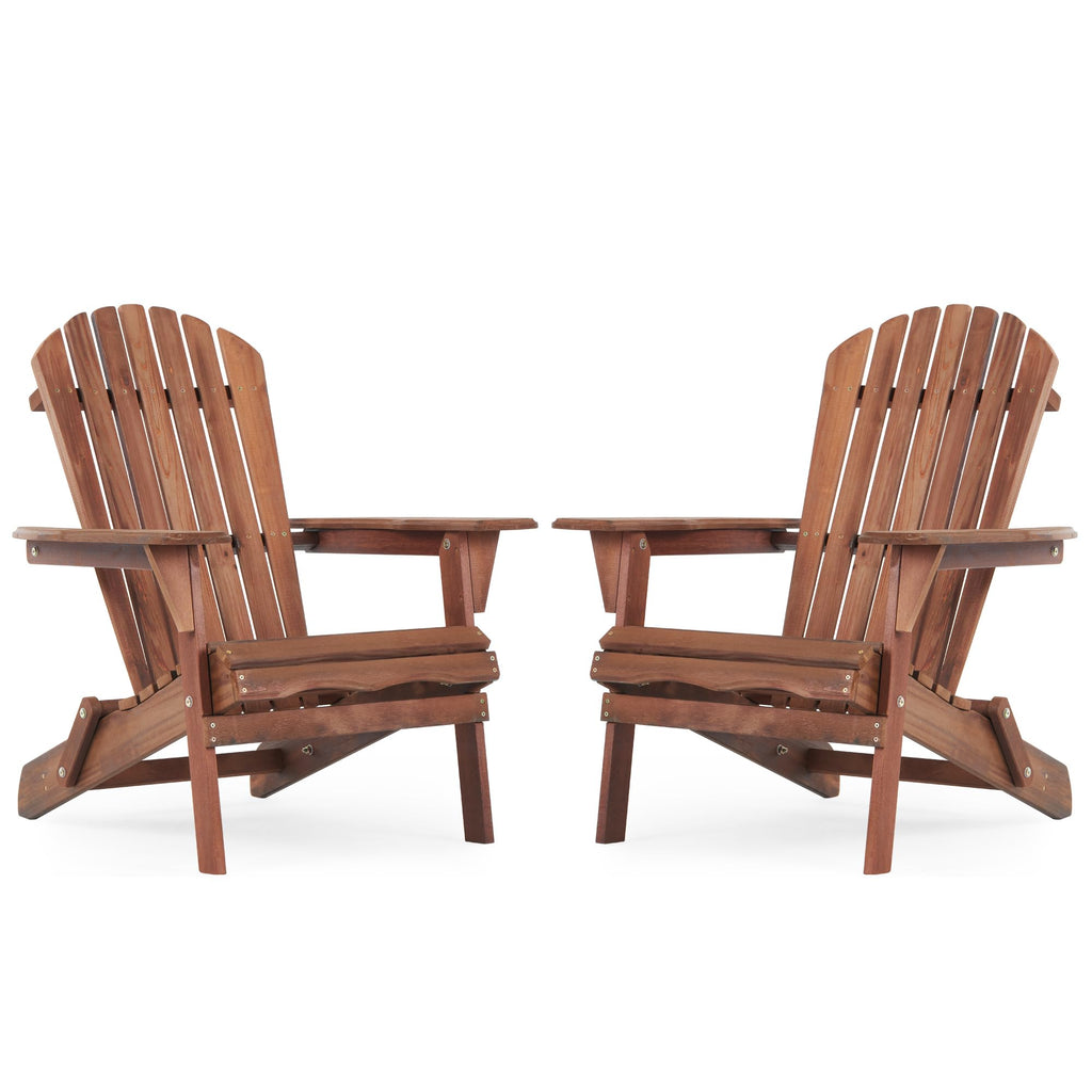 Folding Adirondack Chairs Set of 2 Solid Cedar Wood R221714