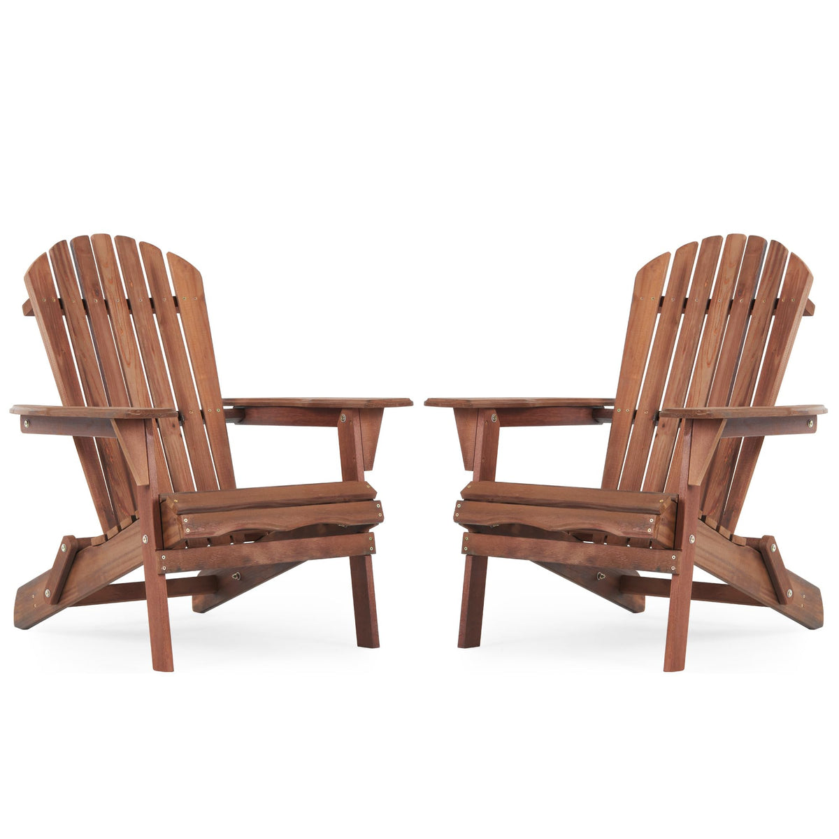 Folding Adirondack Chairs Set of 2 Solid Cedar Wood R221714