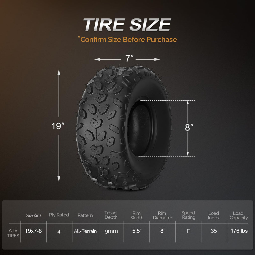 19x7-8 Tubeless ATV UTV Tires Set of 2 U721