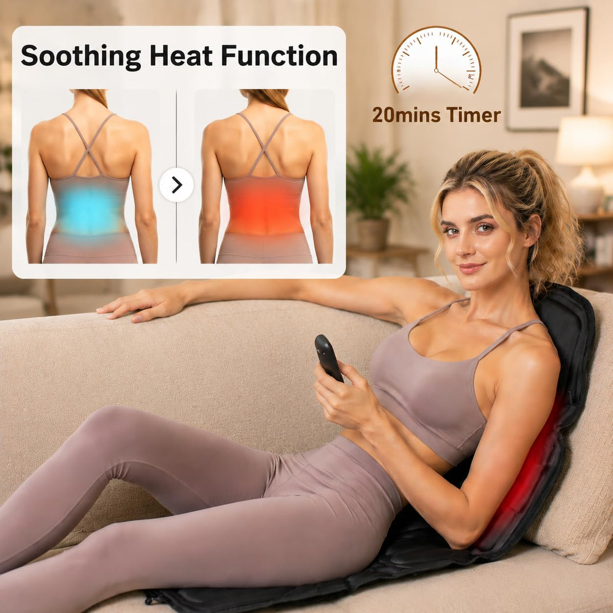 Vibration Back Massager with Heat and 8 Vibration K512451