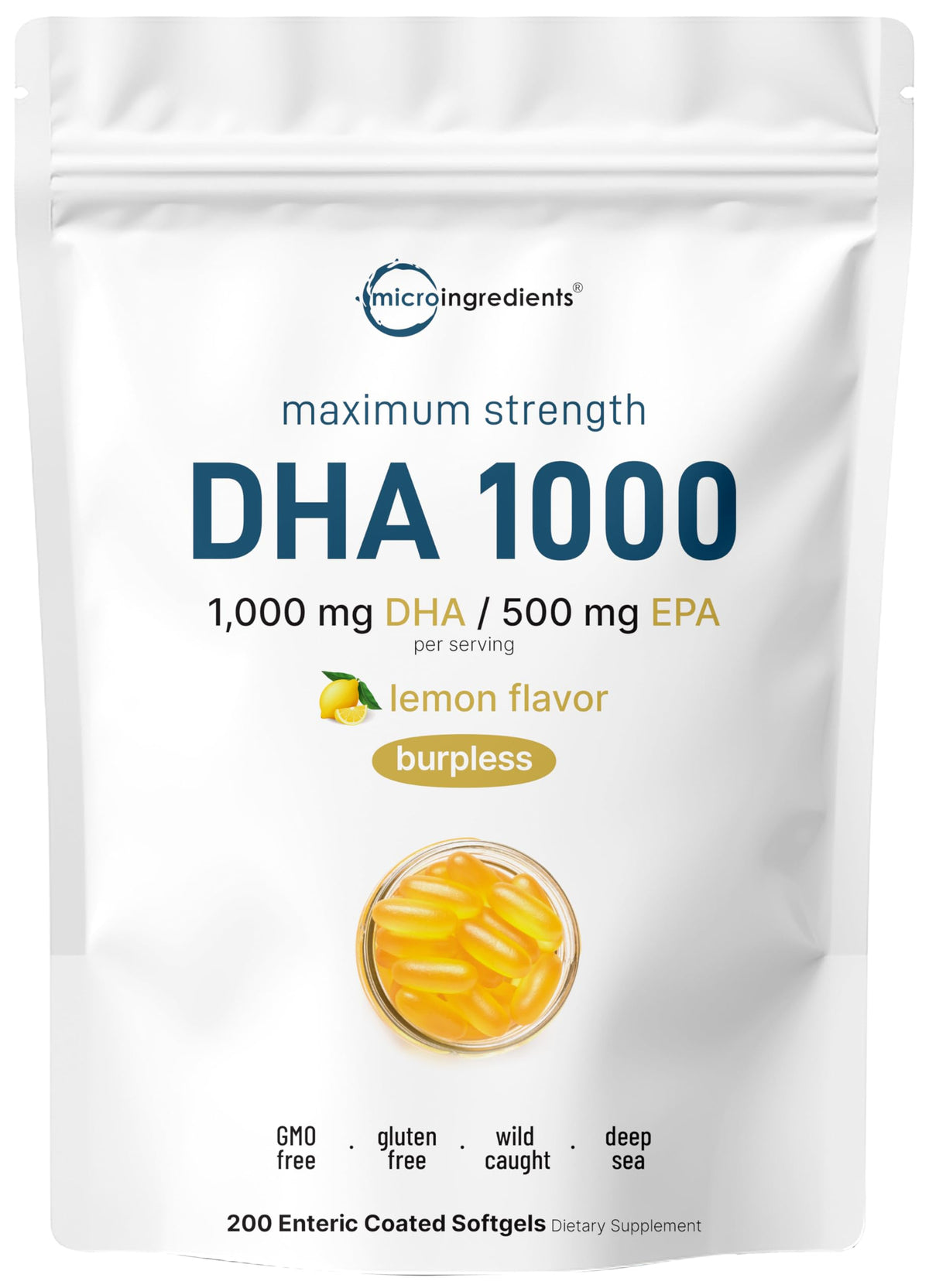 1000mg Omega 3 Fish Oil DHA EPA 200 Softgels W64453