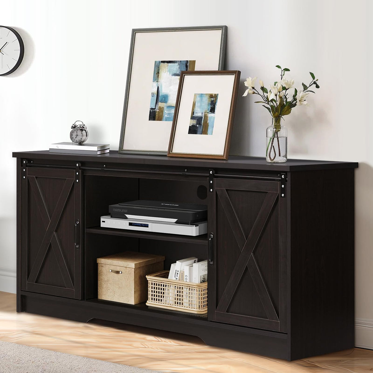 65 Inch TV Stand with Sliding Barn Doors F807817