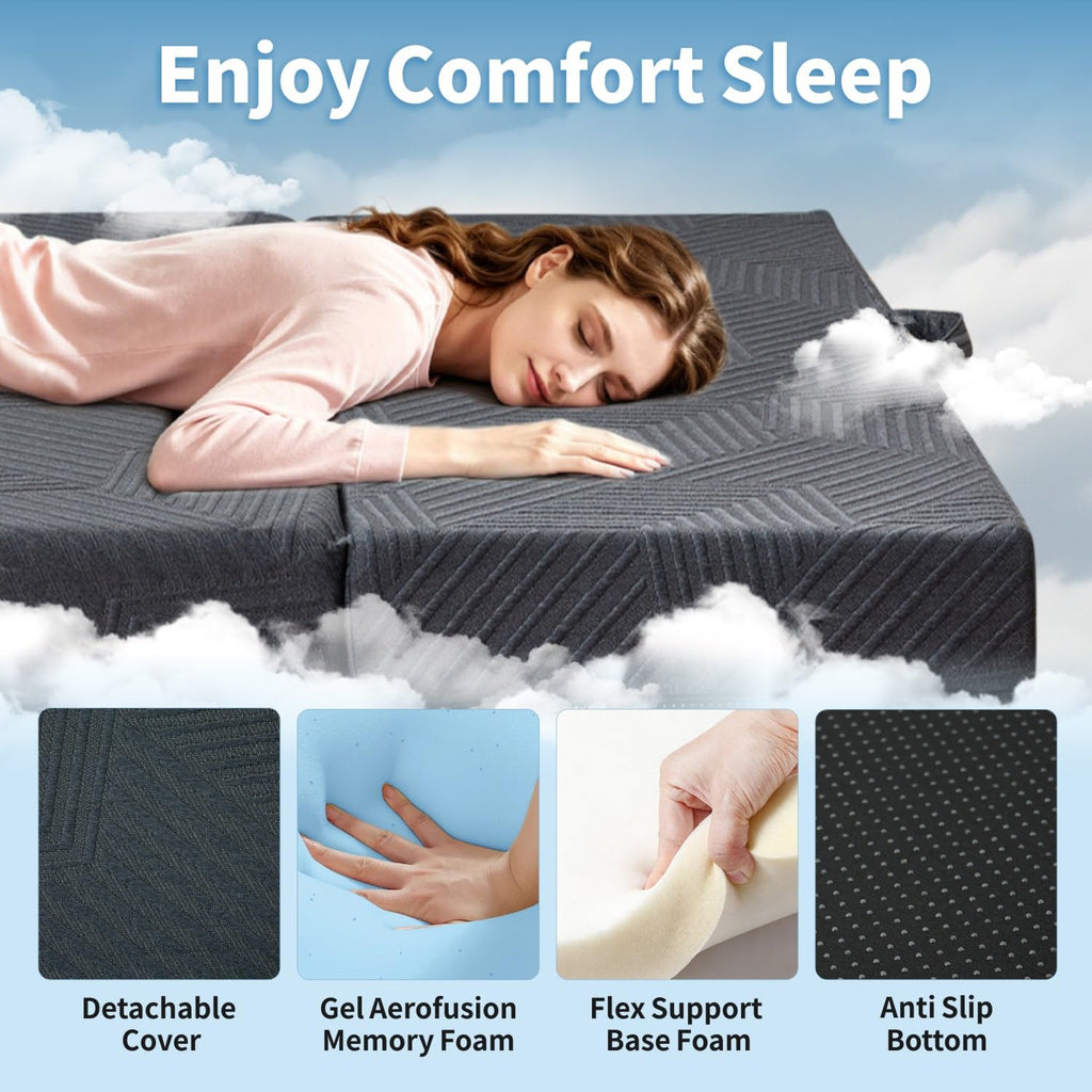 6 Inch Foldable Memory Foam Mattress Queen Size K63883