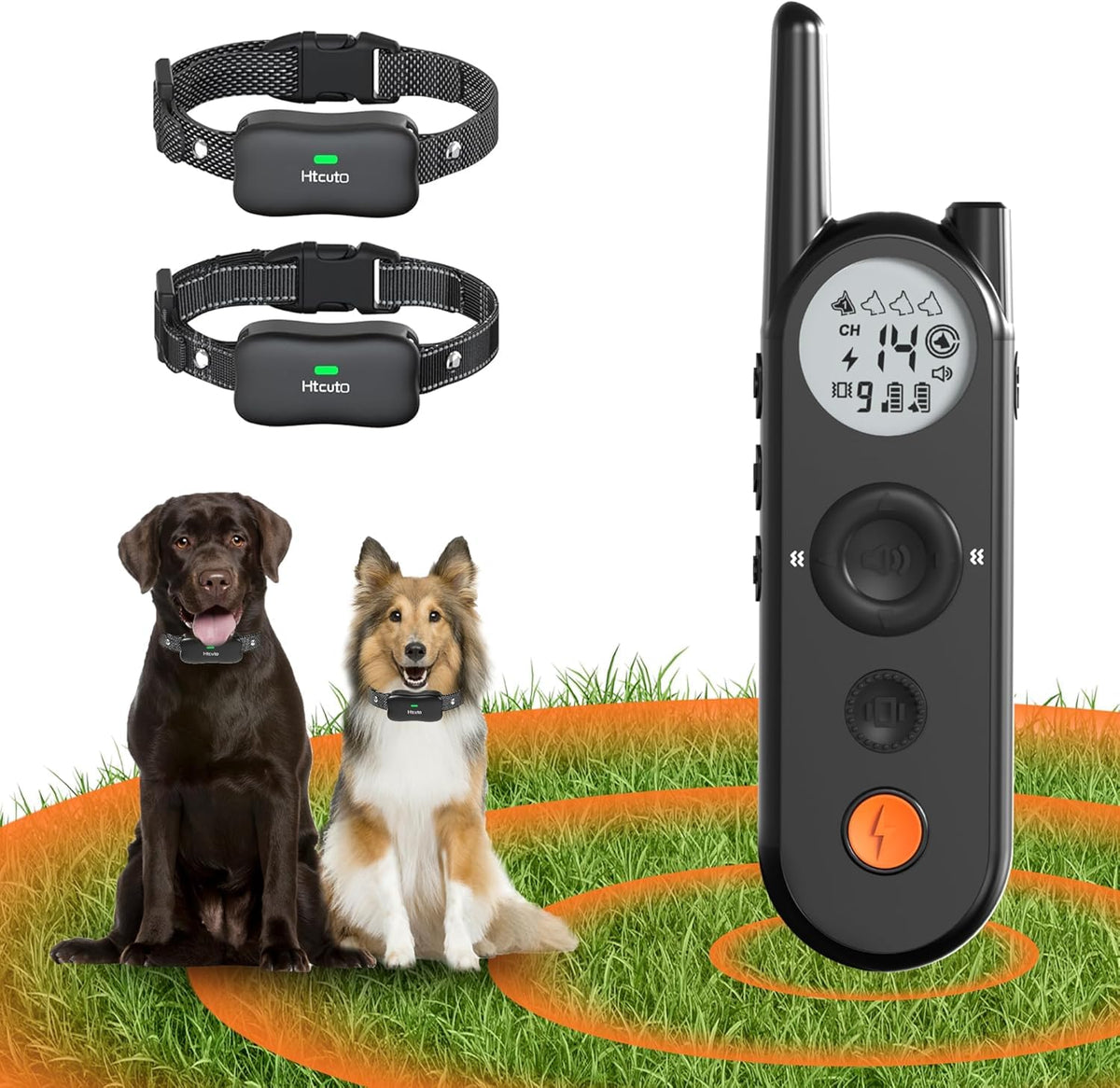Wireless Dog Fence & Training Collar for 2 Dogs, IPX7 Waterproof, Black F92108