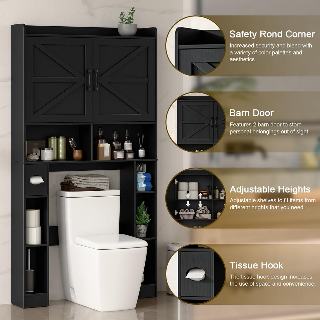Over The Toilet Storage Cabinet with Barn Doors Q9356