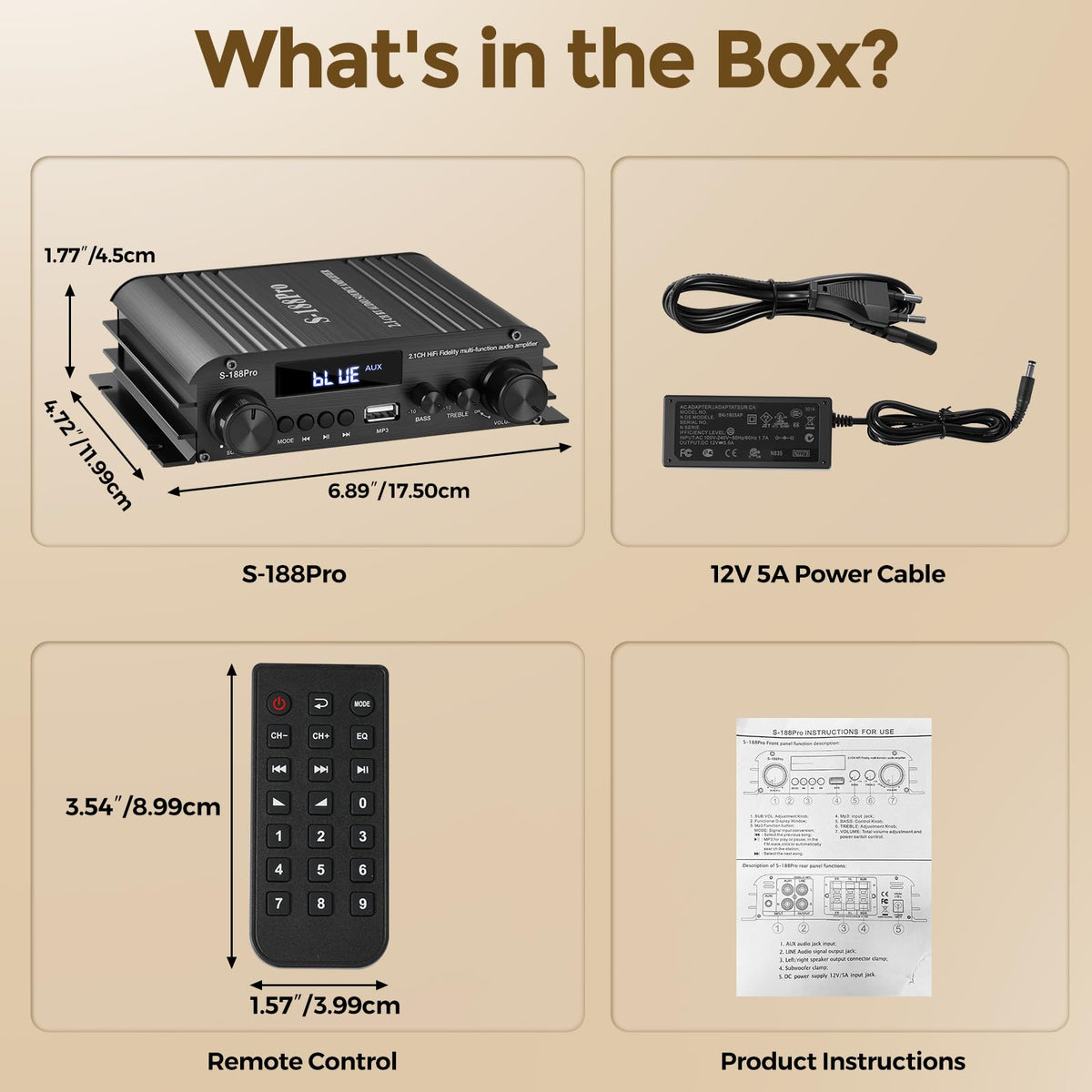 2.1 Channel Stereo Audio Amplifier Bluetooth 5.0 with Remote R179