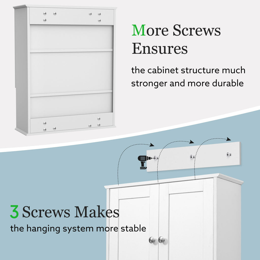 White 20x28 Inch Wall Mounted Bathroom Cabinet with Adjustable Shelf A69829