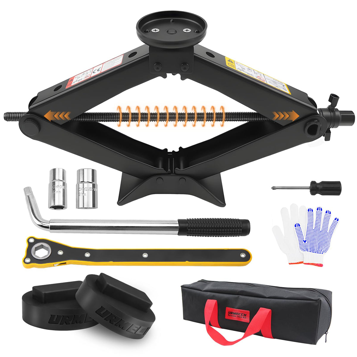 3-Ton Scissor Jack Kit with Rubber Jack Pads M2395