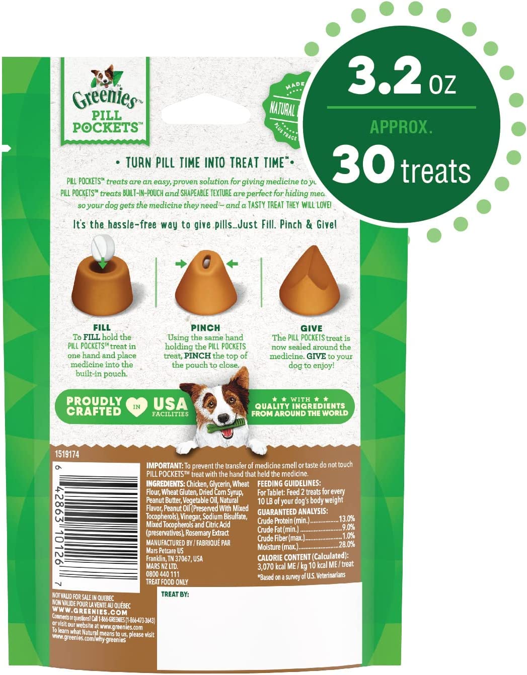 Real Peanut Butter Flavor Dog Treats 9.6 Ounces G3831