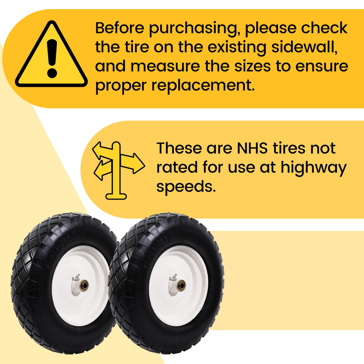 4.80/4.00-8" Flat Free Wheelbarrow Tire and Wheel A2423