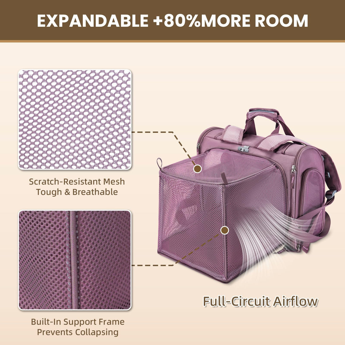 Expandable Large Cat Carrier Backpack V6749