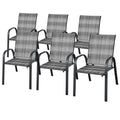 Stackable PE Wicker Patio Arm Chairs Set of 6 U405698