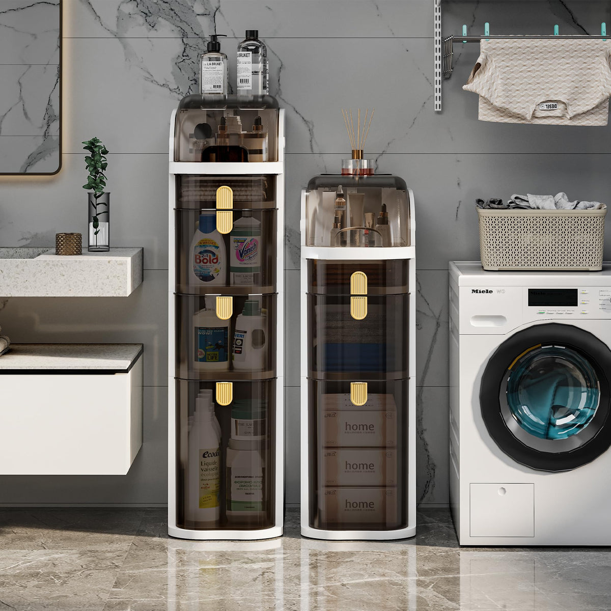 Slim Bathroom Storage Cabinet with Drawers H8199