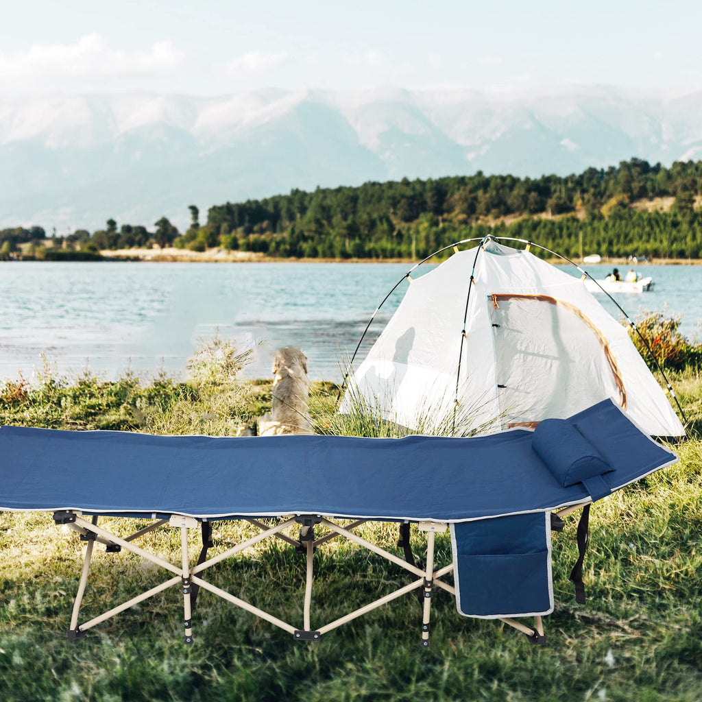 Folding Camping Cot with Carry Bag Pocket Pillow K9376