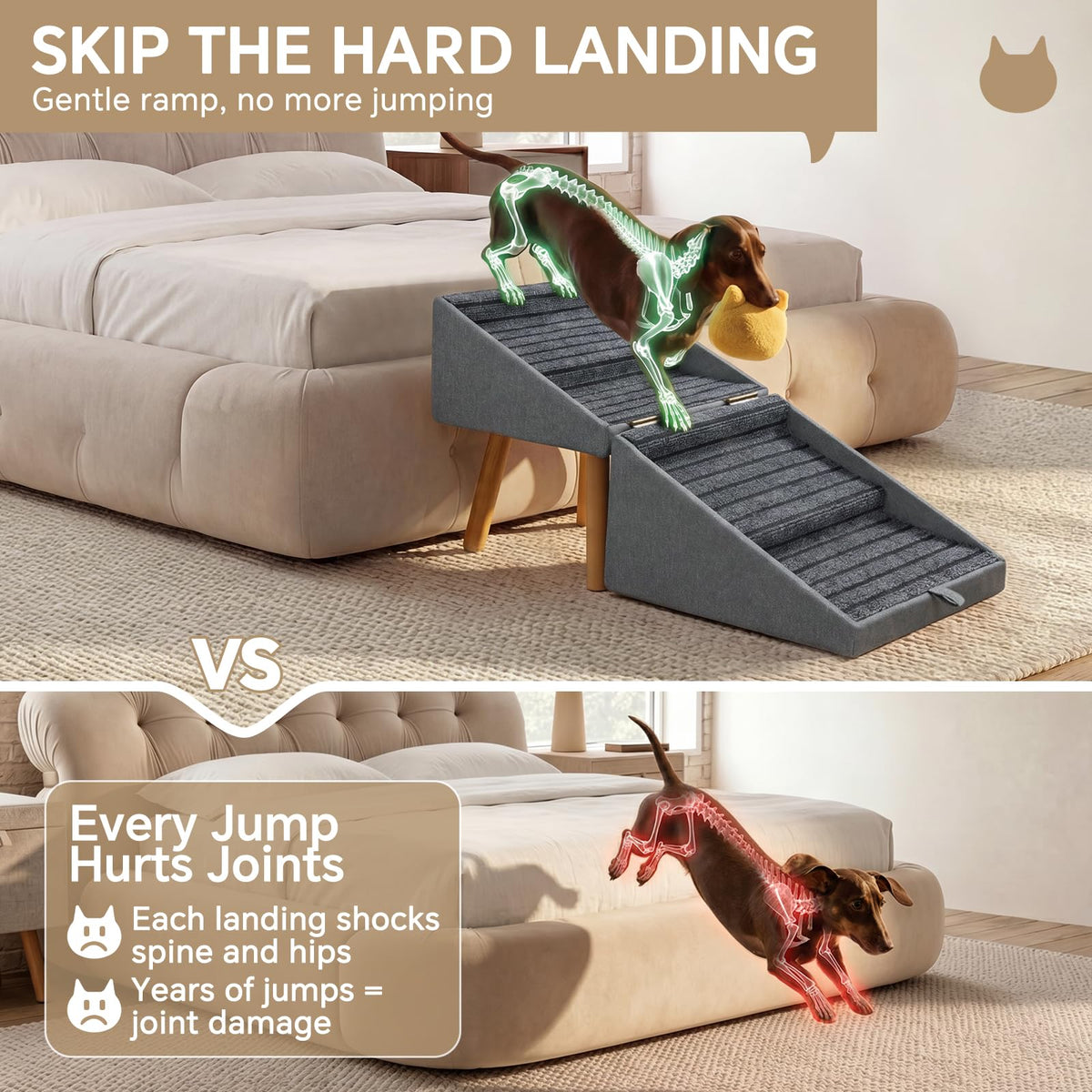 2-in-1 Wooden Pet Stairs & Ottoman C69183